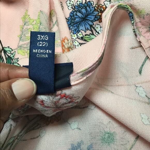 Scoop NYC  Floral Wrap Dress Blush Pink Wildflower Ruffle Long Sleeve Size 3X - Picture 10 of 12